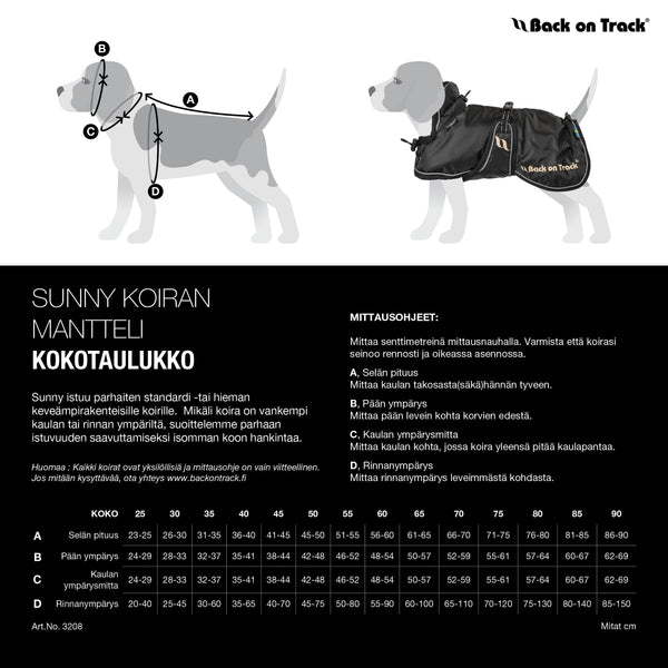 "Sunny" koiran toppatakki, musta - Back on Track Finland